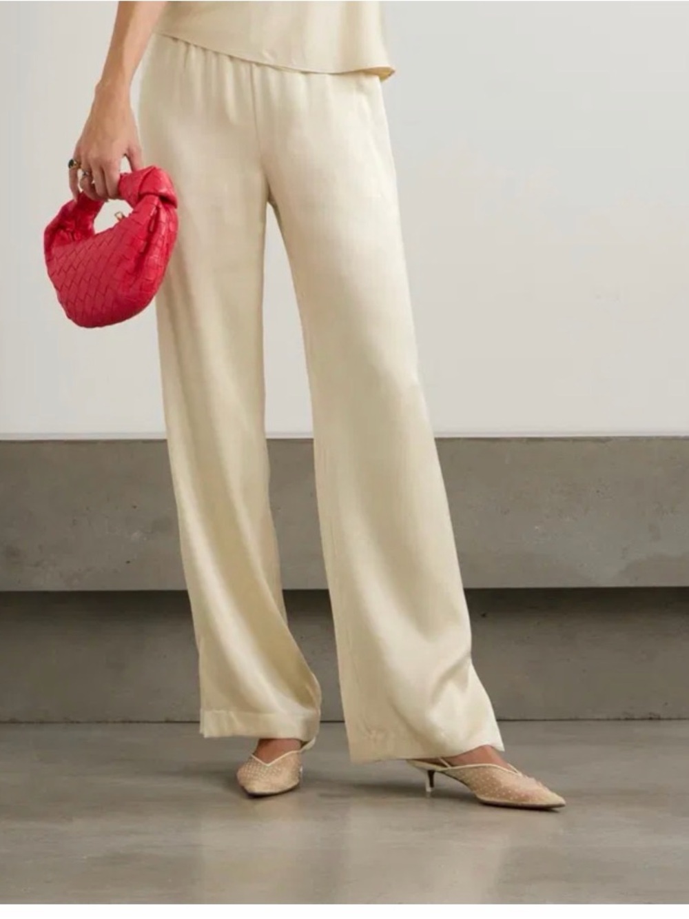 Anine Bing Cream Wide-Leg Trousers